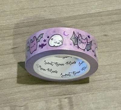 Новый Sweet Bean планы Хэллоуин летучие мыши и черепа фиолетовый васи ленты 15 мм рулон - Изображение 1 из 2
