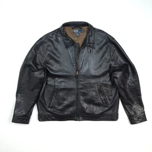 Chaqueta de Cuero Polo Ralph Lauren Vintage 2XL Para Hombre Negra XXL Suave Genuina Años 90 Cremallera - Imagen 1 de 19
