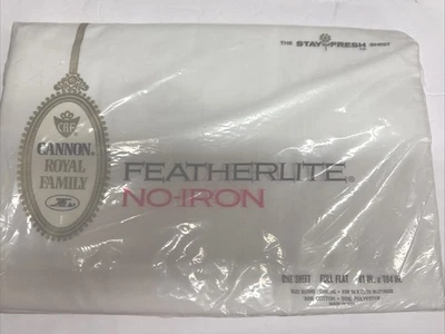 VTG Cannon Royal Family Featherlite No-Iron One Sheet Full Flat Sheet 81”x104” - Image 1 of 4
