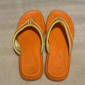 Vintage Y2K Reebok Splendor Neon Orange Flip Flip Slides Vacation Foam Sandals 9 - Picture 1 of 6