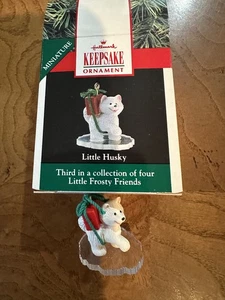 Hallmark Little Husky 1990 Miniatura Recuerdo Ornamento NUEVO Little Frosty Friends - Imagen 1 de 9