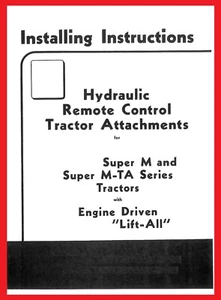 IH  Farmall Super M M-TA Hydraulic Remote Auxiliary Control Valve Manual - Picture 1 of 11