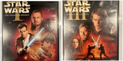 LOT OF 2 STAR WARS 1 I & 3 III THE PHANTOM MENACE & REVENGE OF THE SITH DVD A1 Foto 1 de 4