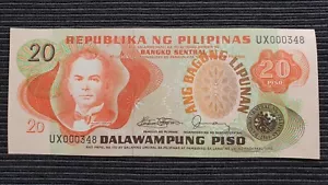 Billete de Filipinas 20 pesos 1978 P162c UX serie baja UNC - Imagen 1 de 2