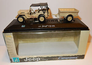Cararama Hongwell Jeep CJ 2A Willys + Trailer Ptt Position Posts 1/43 Box Latest