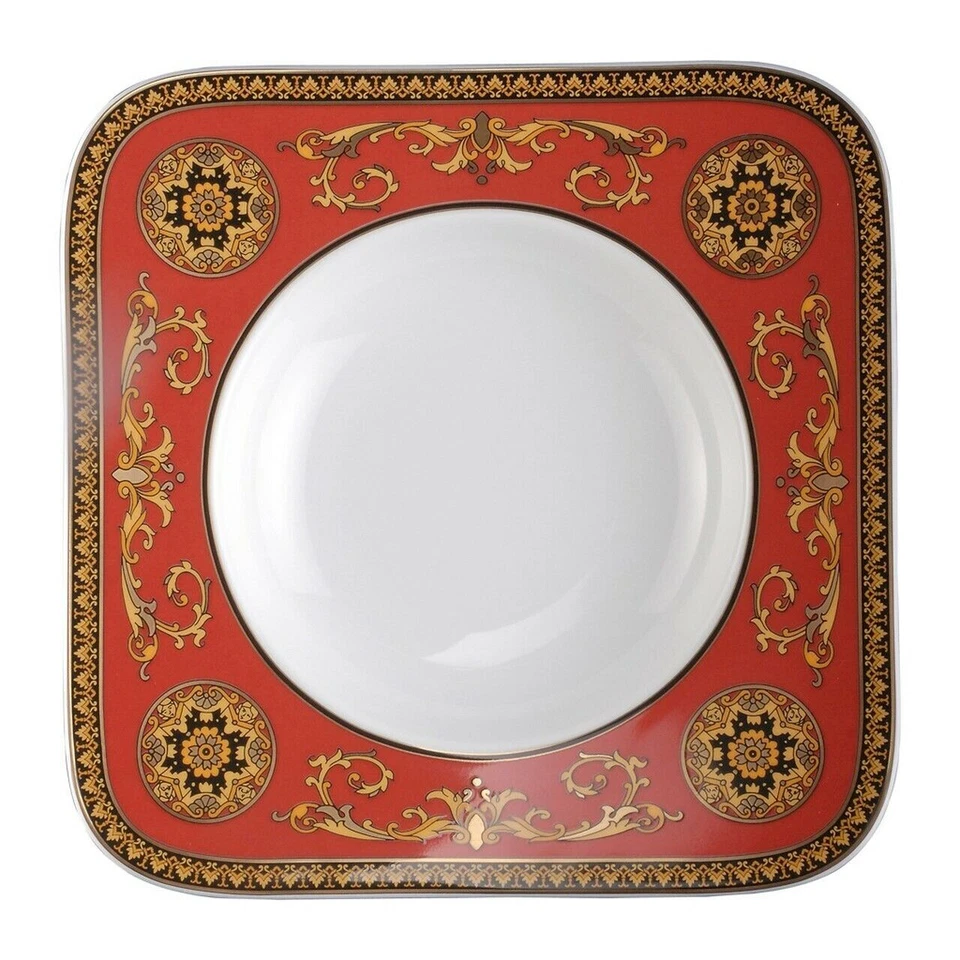 VERSACE BY ROSENTHAL MEDUSA RED SQUARE RIM SOUP PLATE #409605-16123 BRAND NIB FS - Image 1 of 1