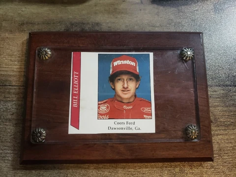 Bill Elliott, Coors Ford, Mounted on 4" x 6" Wooden Plaque, Dawsonville, GA Cover