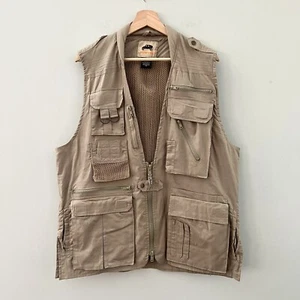 VTG Humvee Safari Photo Zip Pockets Khaki Tan Vest – Size Large - Picture 1 of 3