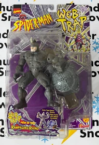 ⚡️❄️ 1997 Toy Biz Marvel Comics Spiderman Action Figure Sealed Web Trap Rhino - Picture 1 of 2