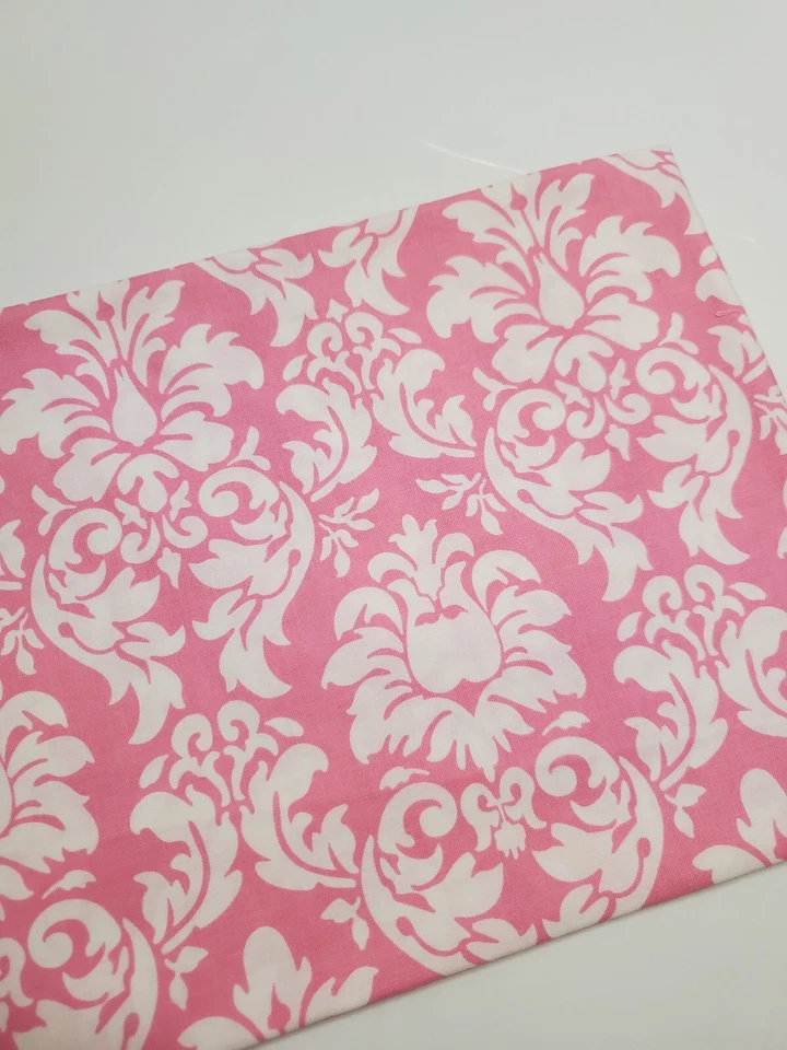 Michael Miller Dandy Damask Pink White  Cotton Sew Quilt Cotton OOP ONE YARD - Image 1 of 1