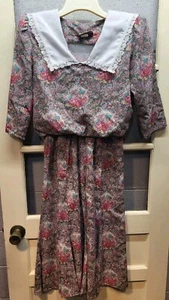 Vintage Prairie Dress size 10~1970's~Little House~Lisa2~Square Collar w\Lace - Picture 1 of 6