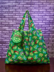 New 20” TEENAGE MUTANT NINJA TURTLES Handbag SHELL Purse GREEN Tote Travel HOBO - Picture 1 of 7