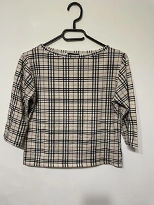 Burberry London Cotton Top 3/4 Sleeve T Shirt Nova Check Vintage Rare M - Picture 1 of 12