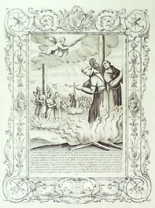 Scène Saints missionnaires Italiens Martyrs 17°s Graveur Lambertini Planche 142 - Imagen 1 de 1