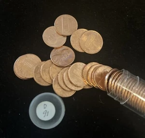 1991-D "BU" LINCOLN MEMORIAL CENT PENNY ROLL 50 MÜNZEN, R-5 - Bild 1 von 3