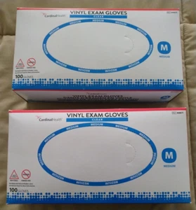 2 Cardinal Health Vinyl Exam Gloves 100 Count Each Box New Sealed Size Medium - Picture 1 of 3