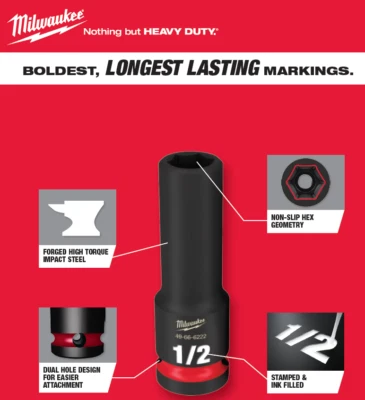 Milwaukee Impact Sockets All Sizes in 3/8, 1/2, 3/4, 1 Inch Drive SAE - Image 1 of 4