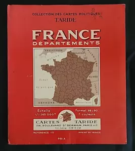 Taride FRANCE Map 1959 Fold-Out Poster size in booklet Printed in French - Picture 1 of 18