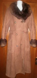 Vintage Abercrombie Shearling 1940s Sawyer Of Napa Trench Excellent Coat Size 10 - Picture 1 of 12