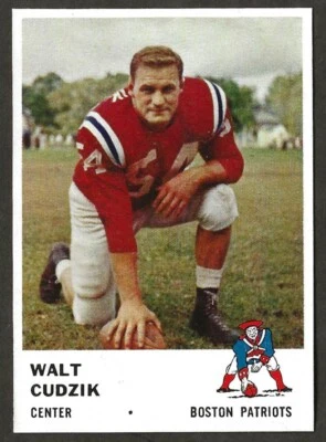 1961 Fleer #182 WALT CUDZIK Boston Patriots ROOKIE - Purdue Boilermakers - MINT - Image 1 of 2