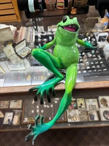 Rare Kitty's Critters 12inch ZOOM ZOOM shelf Frog Enamel Figurine Garden - Picture 1 of 7