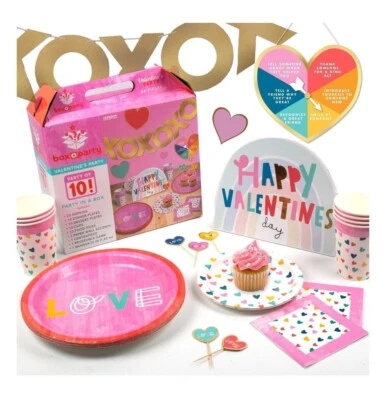 New Party In A Box Valentine’s Party Of 10 - Box O Party-Horizon Group 66 Pieces - Image 1 of 2