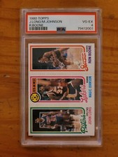 1980-81 Topps Magic Johnson Rookie Card w/John Long, Ron Boone PSA 4 VG-EX