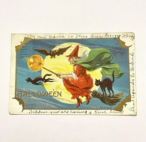 Halloween, Taggart No 804-3, Vollmond Zifferblatt Uhren Hexe schwarze Katze & Eule fliegend - Bild 1 von 17