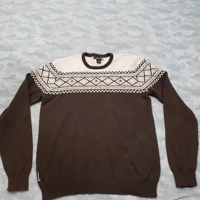 Quiksilver Sweater Mens XL Brown Pullover Long Sleeve Y2K Geometric - Image 1 of 4