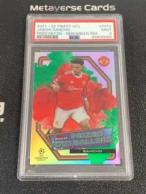2021-22 Topps Futbolistas Mejor Preciados Fusión Rojo/Verde Jadon Sancho 18/30 PSA9 Foto 1 de 2