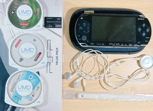 Sony PSP-1000 Console Black 16GB Memory +Charger +UMD Games Tested Free Ship JP - Picture 1 of 13