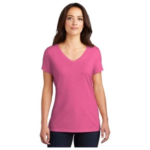 District® Women’s Perfect Tri® V-Neck Tee DM1350L - Fuchsia Frost - Picture 1 of 2