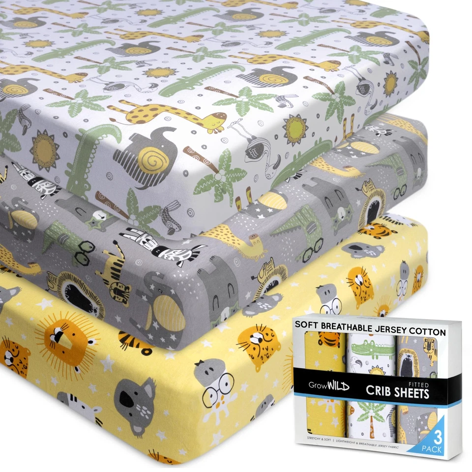 Sábanas de cuna náuticas ajustadas (paquete de 3) por - Sábana de cuna de algodón tejida Jersey para B... Foto 1 de 4