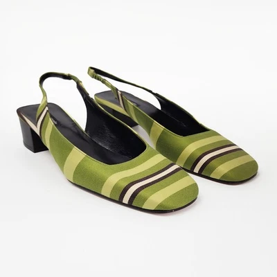 Tela Kate Spade New York Tacón Bloque Rayas Verdes Talla 9 NOS LEER Foto 1 de 4