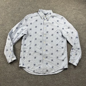 Ralph Lauren Boys Shirt Extra Large Blue Sitting Polo Bear Flag Preppy Oxford - Picture 1 of 14