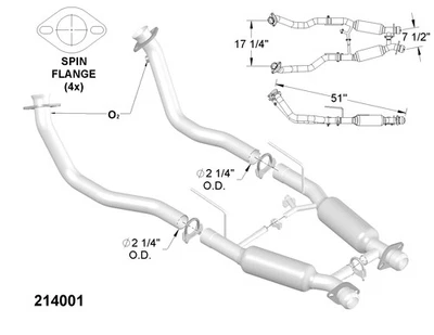 Convertidor catalítico para Ford Mustang 1986-1989 5,0 L V8 GAS OHV Foto 1 de 2