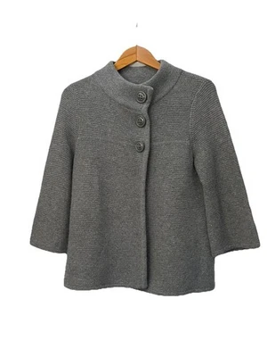 Fenn Wright Manson Cardigan L Knit Lambs Wool Angora Blend Boho Breathable Gray - Image 1 of 4