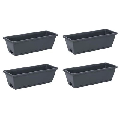 4PCS Rectangular Plastic Window Boxes for Flower and Vegetable Planting - Image 1 of 4