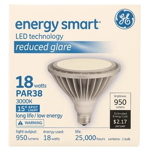 GE Energy Smart 18W PAR38 LED Light Bulb 3000K 950 Lumens 15° Spot Flood 25,000 - Picture 1 of 4