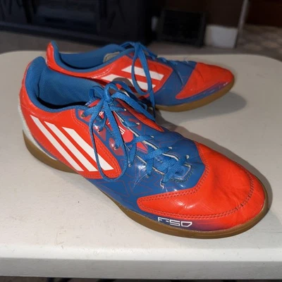 Adidas F50 2012 Men's Size 7 1/2 Orange Blue Indoor Turf Shoes Art # G61503 Rare - Image 1 of 4