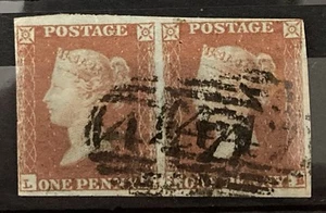 GB QV 1841. Penny Red 1d. Used Pair. Letters: LA - LB. SG. 8 - Picture 1 of 2