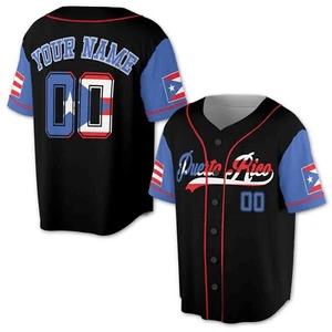 Custom Name Number Puerto Rico Puerto Rican Flag Baseball Jersey S-5XL - Picture 1 of 12