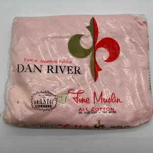 Vtg Dan River PINK Cotton Fine Muslin Twin Bottom One Fitted Sheet - Picture 1 of 11