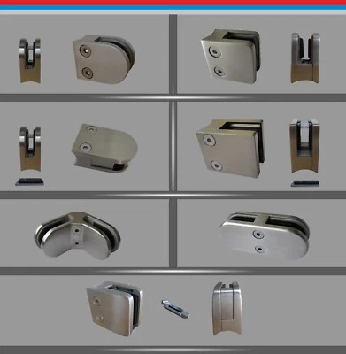 Glashalter Edelstahl V2A Glasklemme Glass Clamp Klemmhalter Geländer eckig rund
