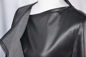 Akris Punto Lamb Leather Jacket Sz 10 Black Size Snap Flowing Career Switzerland - Picture 1 of 12
