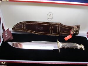 Muela 60th Anniv. Special Edt. Stag Bowie Knife & Leather Sheath Mint In Display