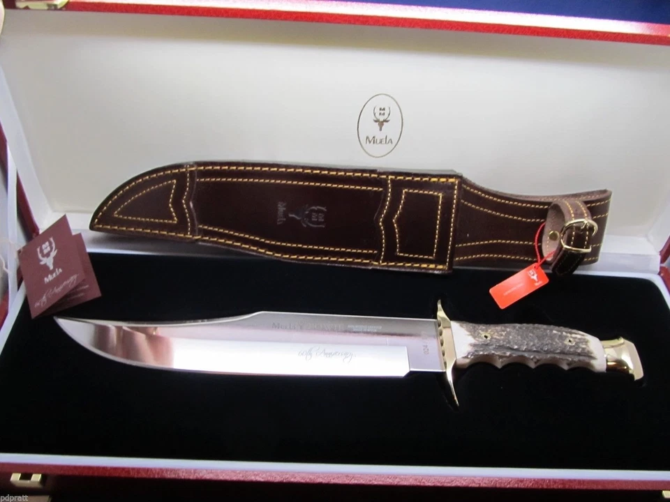 Muela 60 Aniversario. Edición especial. Cuchillo y funda de cuero Stag Bowie exhibición como nueva+++ Foto 1 de 4