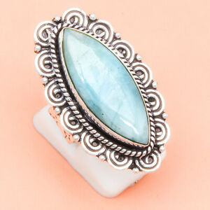Larimar Gift For Christmas Auntique 925 Silver Jewelry Ring "6.5"
