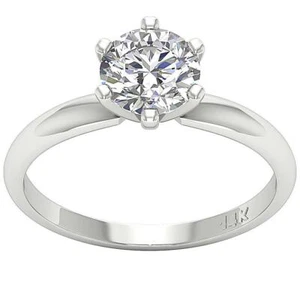 I1 I 1.60 Carat Natural Diamond Solitaire Engagement Ring 14K White Gold RS 5-7 - Picture 1 of 6