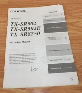 Replacement Manual Only For Onkyo TX-SR502 Audio Video Receiver **READ**  - Picture 1 of 3